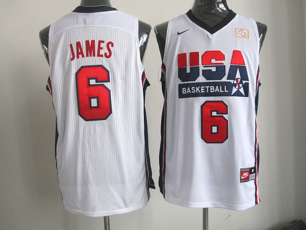  USA 1992 Olympic Dream Team One 6 LeBron James Retro Basketball Jersey